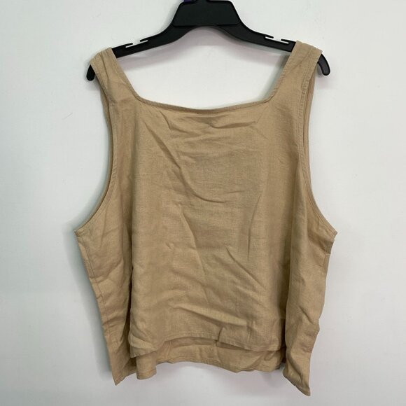 Express Women's Top XXL Beige Linen Blend Square Neck Tank Top Size XXL - Picture 3 of 7